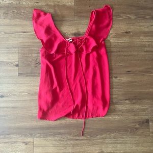 Pink rose red lace up blouse tank